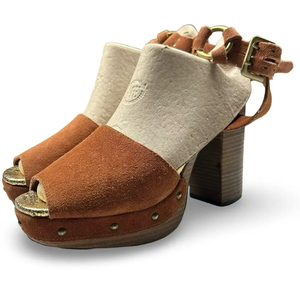 Free People Justine Platform Sandals Size 40 EU | 10‎ US Suede Boho Hippie Chic